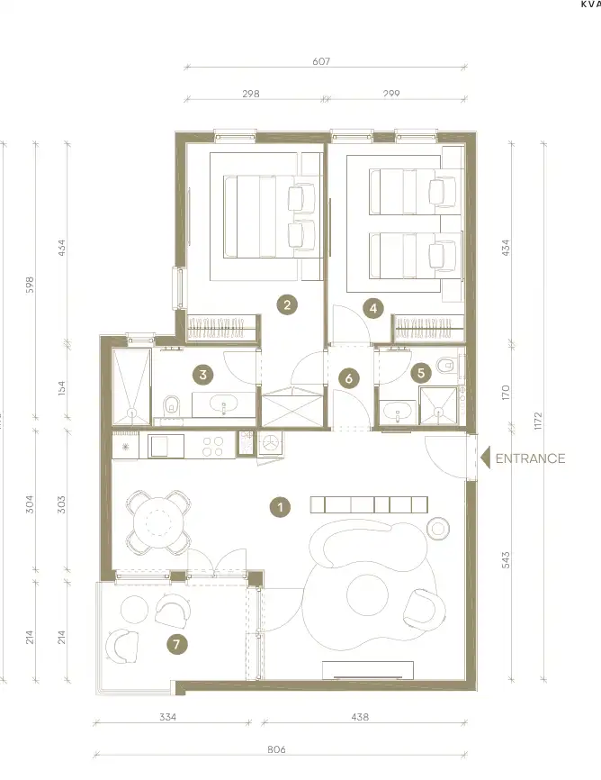 Novi Vinodolski, Mövenpick – trosoban apartman 78 m²,prvi red do mora
