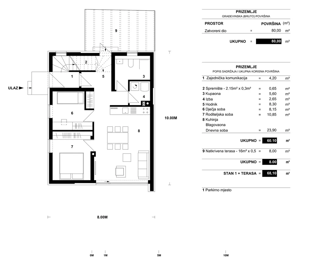Záhreb, Trešnjevka - moderný trojizbový byt 72 m2 novostavba