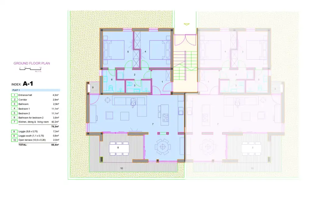 Pelješac, Orebić - Dvoupokojový apartmán s loggií a terasou
