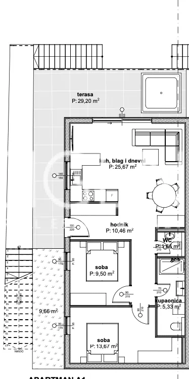 Trogir, Čiovo - Apartmán v luxusním apartmánovém komplexu blízko moře 76 m2