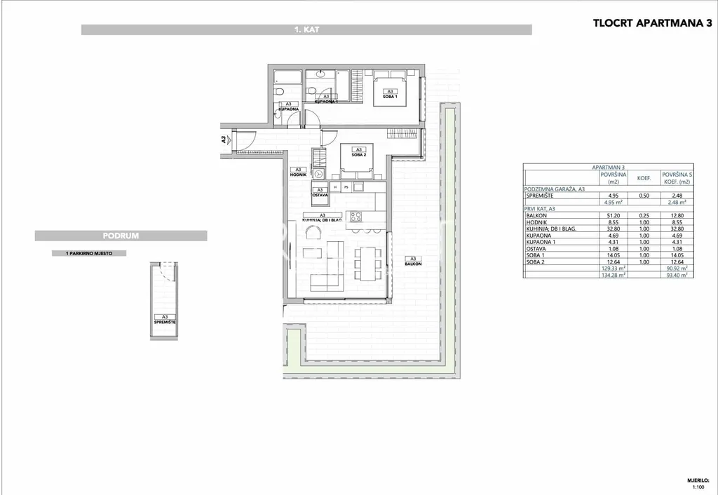 Kvarner, Opatija - Luxusní třípokojový byt, novostavba 93 m2