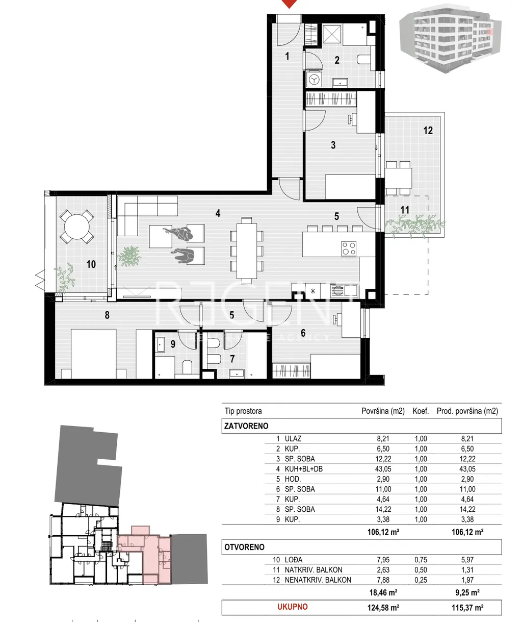 Záhreb, Langovo námestie - Štvorizbový byt v modernej obytnej novostavbe 115 m2