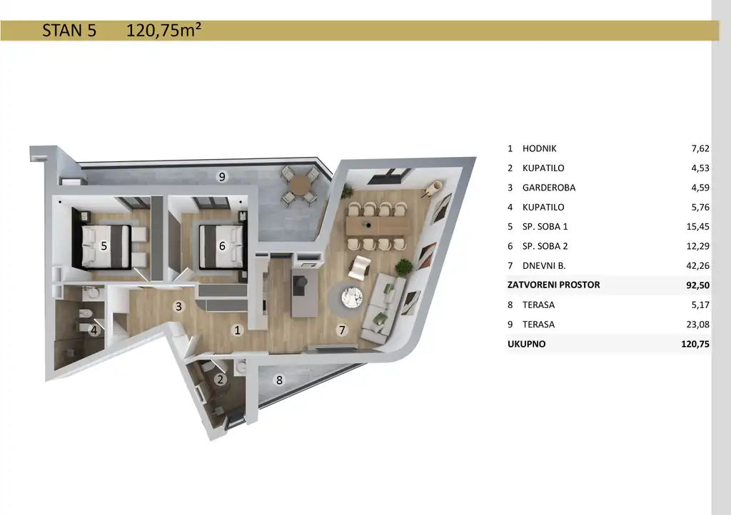 Umag – Stan 120.75 m², 2S+DB, novogradnja, blizina mora