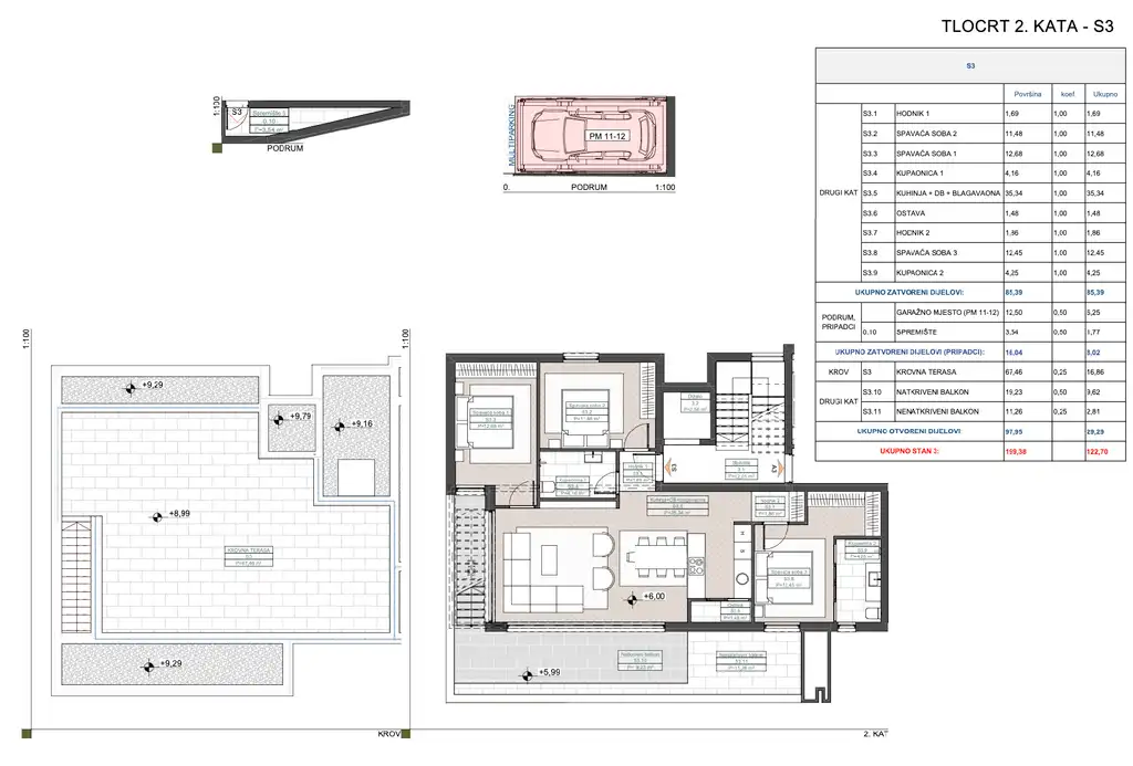 Stan 122,70 m², Opatija, Ičići — strešna terasa, GPM
