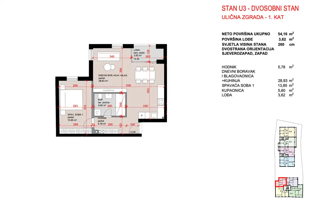Zagabria, Maksimir - Moderno dvosoban stan con loggia