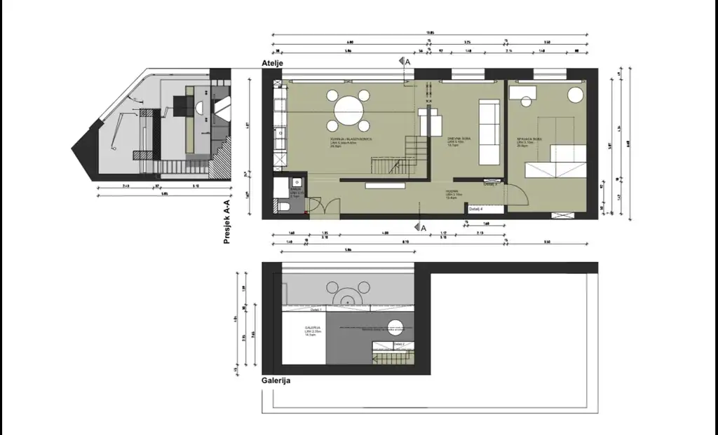 Zagreb, Masarykova – Artistic duplex with 6-meter ceilings