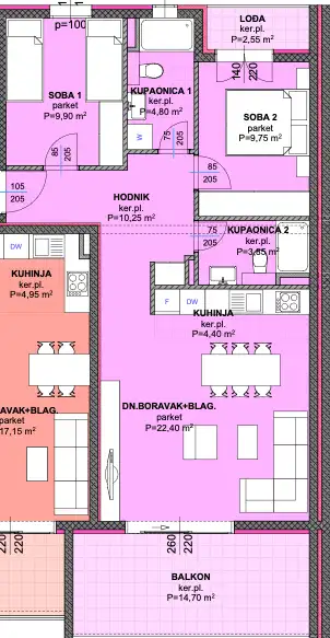 Makarska, Zelenka - dwupokojowe mieszkanie w nowym budynku z tarasem i ogrodem