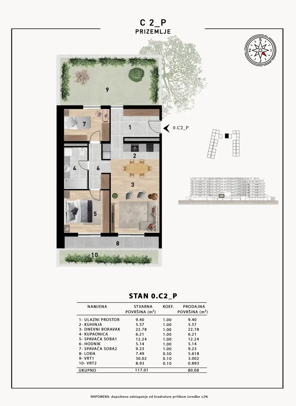 Zadar, Crvene Kuće - Luxusní třípokojový byt 80 m2 novostavba