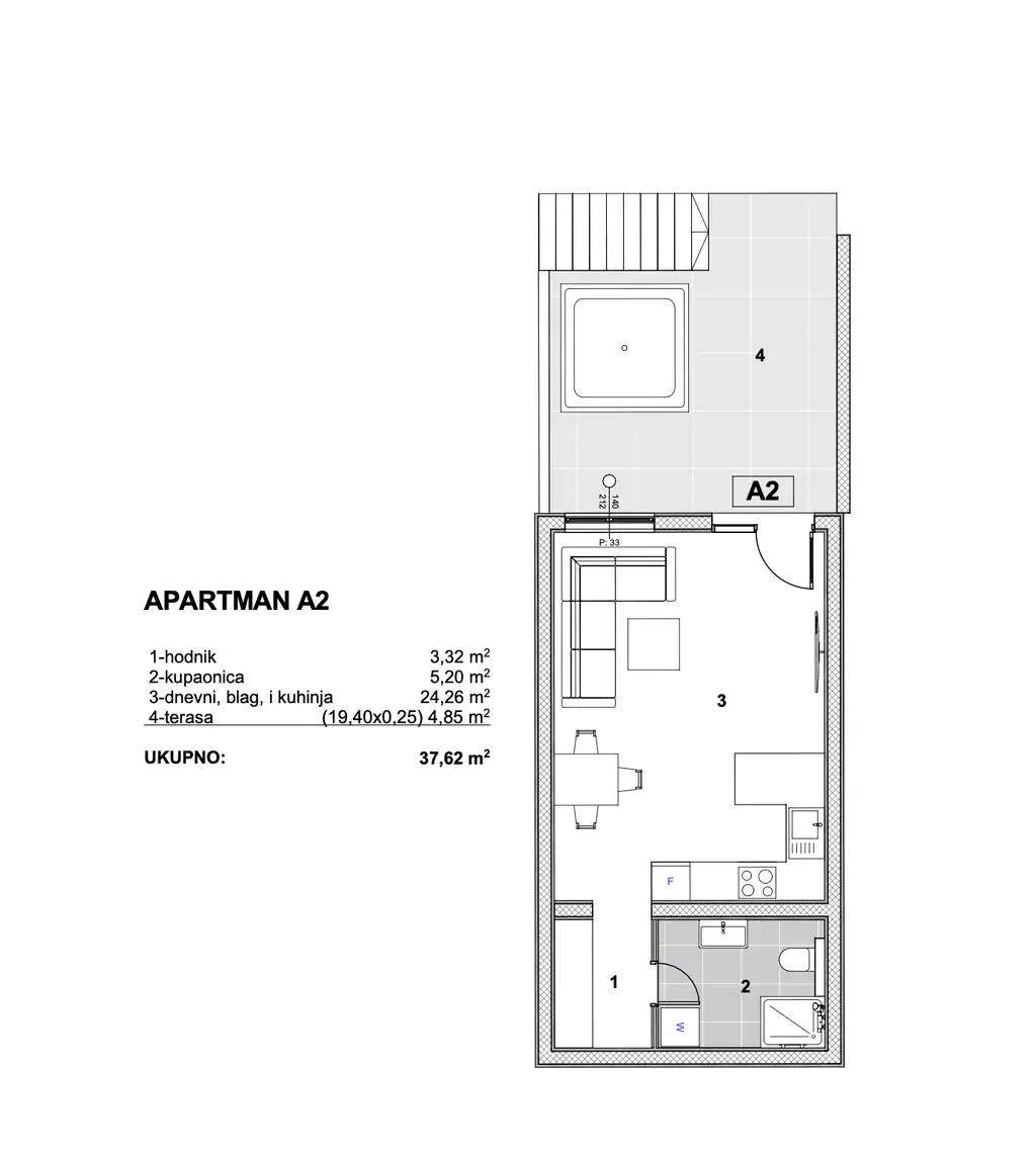 Trogir, Čiovo - Apartma v luksuznem apartmajskem naselju v bližini morja 52 m2