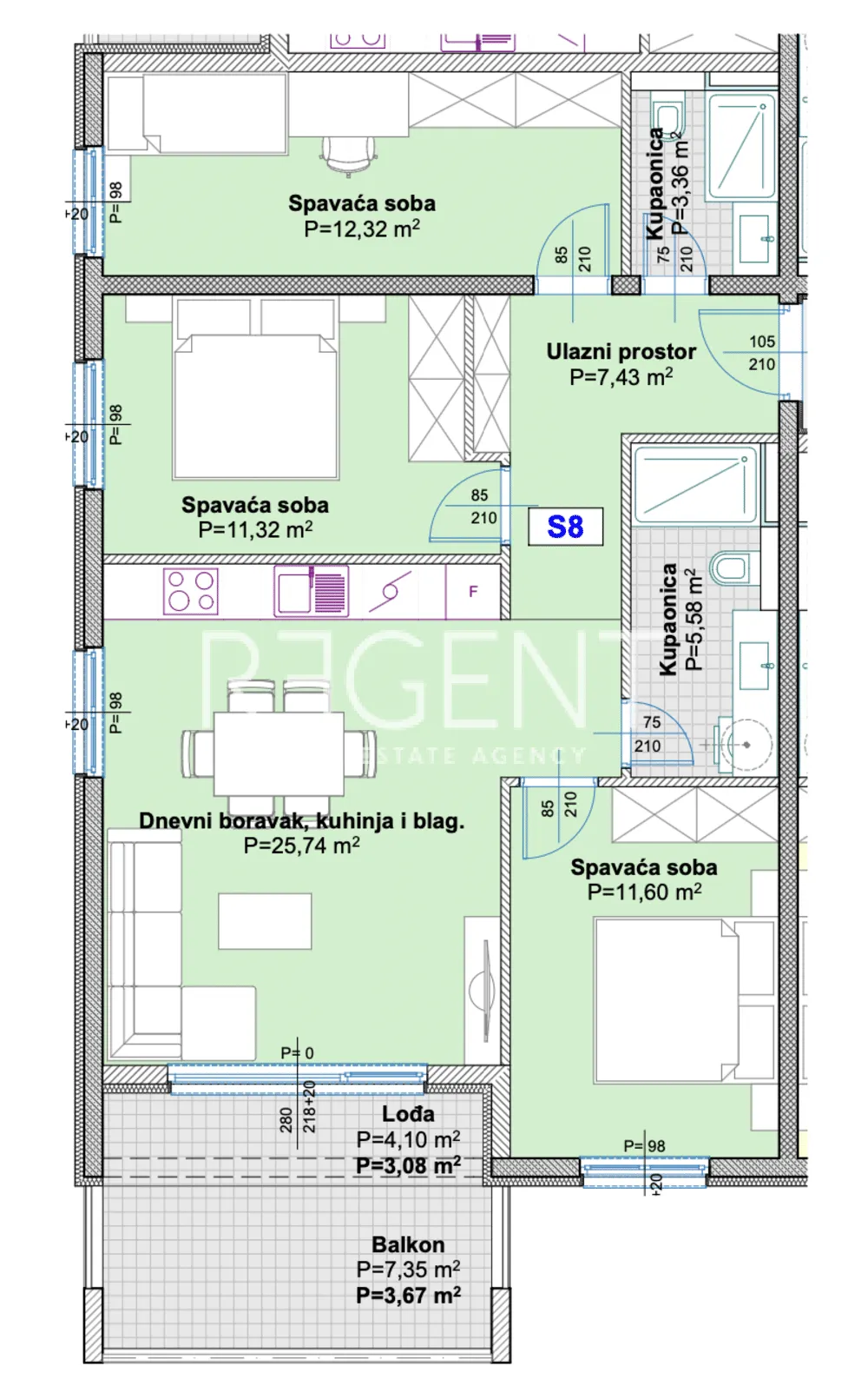 Makarska, Centrum - Třípokojový byt 84 m2 - NOVÁ VÝSTAVBA