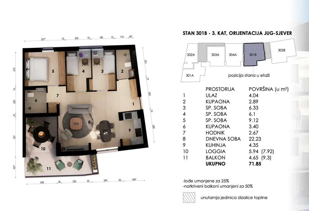Záhřeb, Črnomerec - čtyřpokojový byt s balkónem a lodžií 71 m2 novostavba