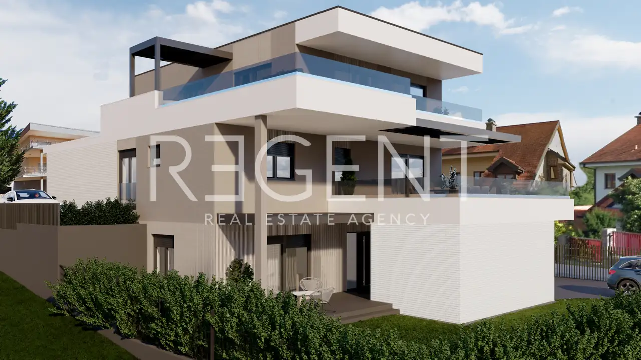 Záhřeb, Šestine – Luxusní byt v městské vile s rozlehlou zahradou, 132 m², novostavba