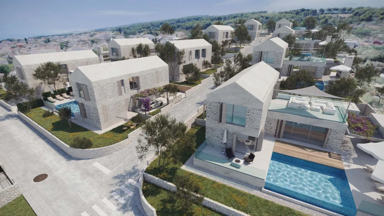 Brač, Supetar – Komplex luxusních vil v řadě
