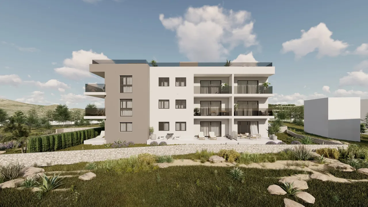Trogir, Okrug Gornji – Dvojizbový byt s lóggiou 58 m2 novostavba