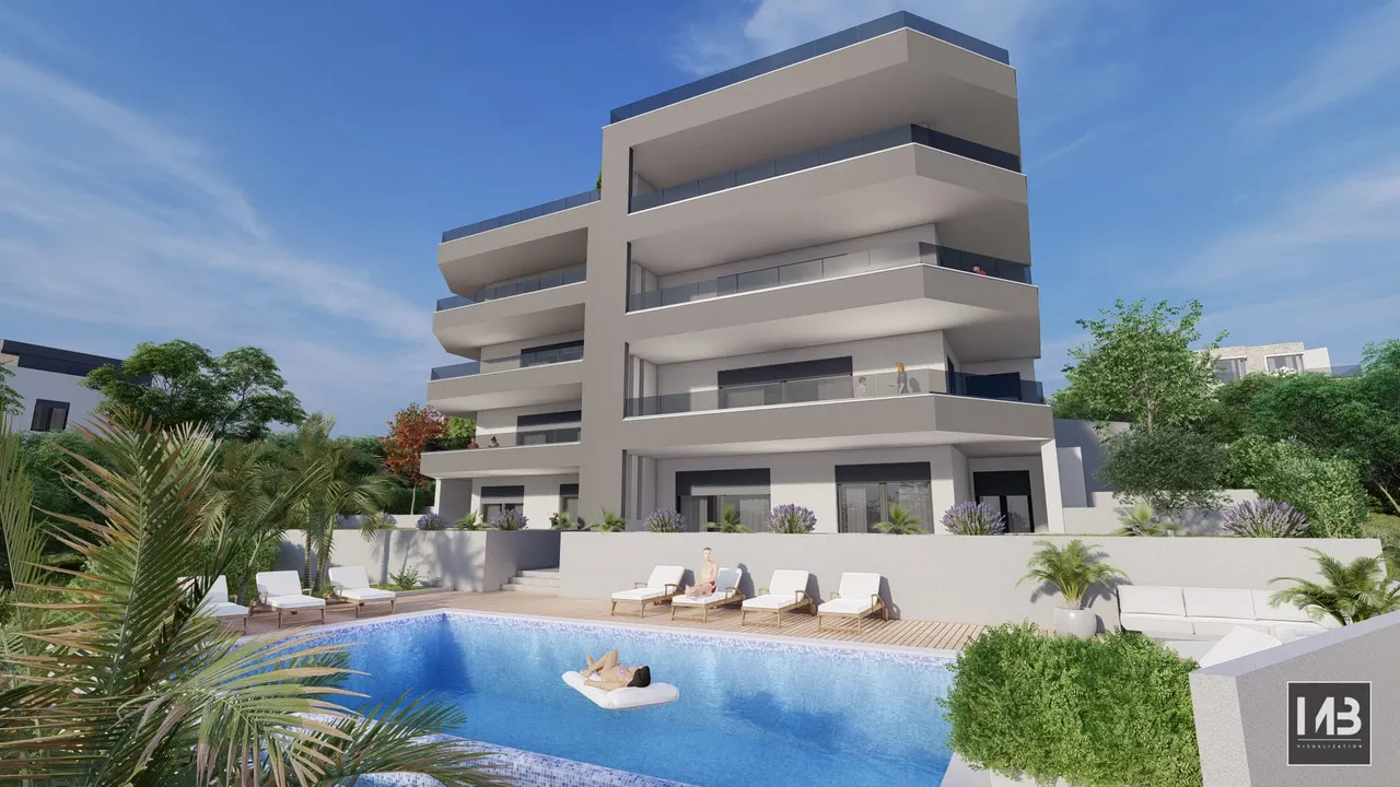 Trogir, Čiovo – Appartamento bilocale con vista mare 100 m2 NUOVA COSTRUZIONE