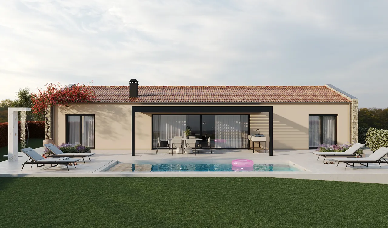 Istrie, Žminj - Moderní přízemní dům s bazénem 106 m2