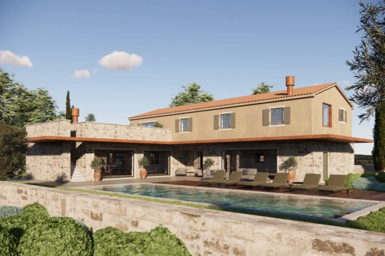 Istra, Buje - Gradbeno zemljišče s projektom in pogledom na morje