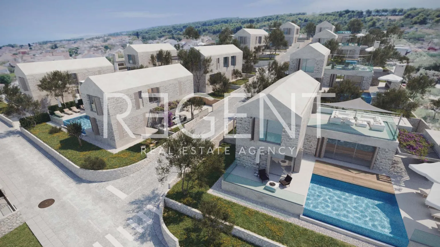Brač, Supetar – Kompleks luksuznih vila u nizu