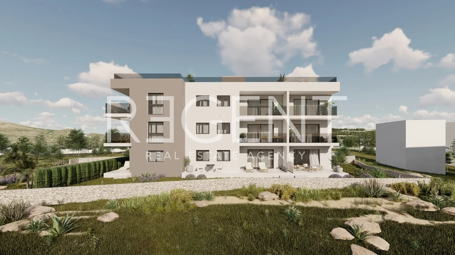 Trogir, Okrug Gornji – Dwupokojowe mieszkanie z loggią 63 m2 nowa inwestycja