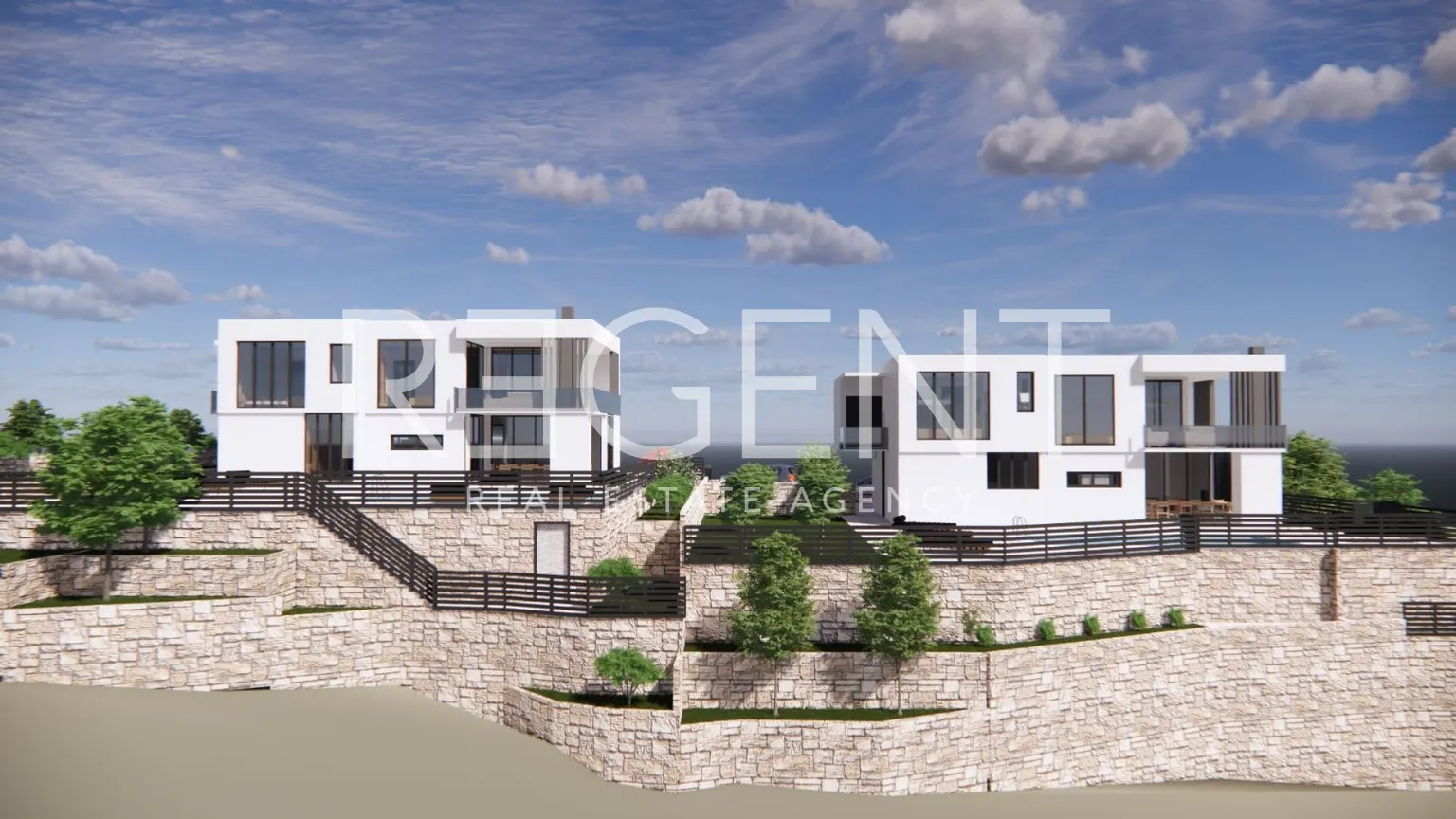 Split, Klis - Pozemok 1800 m2 s projektom pre dve vily