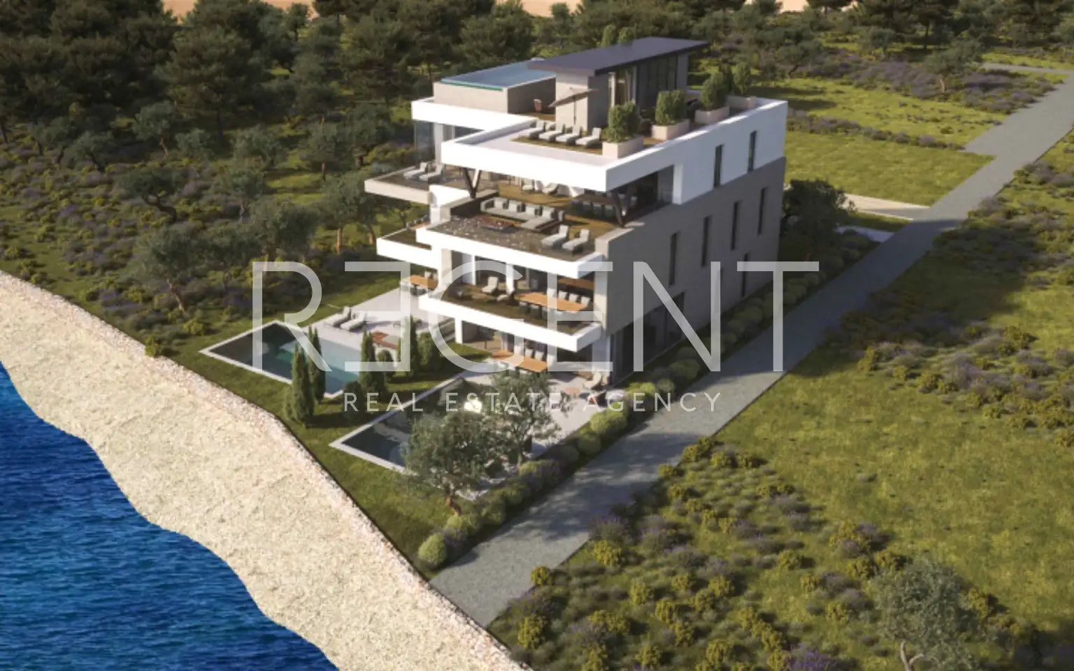 Sukošan – Luxusní moderní penthouse se střešní terasou a bazénem 193 m2