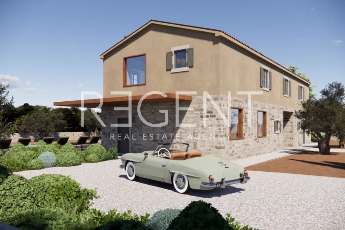 Istra, Buje - Gradbeno zemljišče s projektom in pogledom na morje