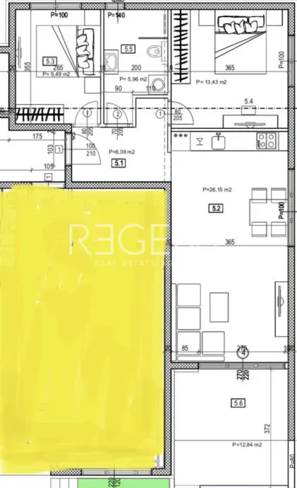 Trogir, Seget Donji – Dwupokojowe mieszkanie z loggią 75 m2, nowy budynek