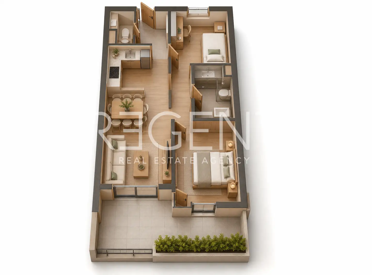 Split, Visoka - Trosoban stan 56,20 m², lođa, terasa, kredit