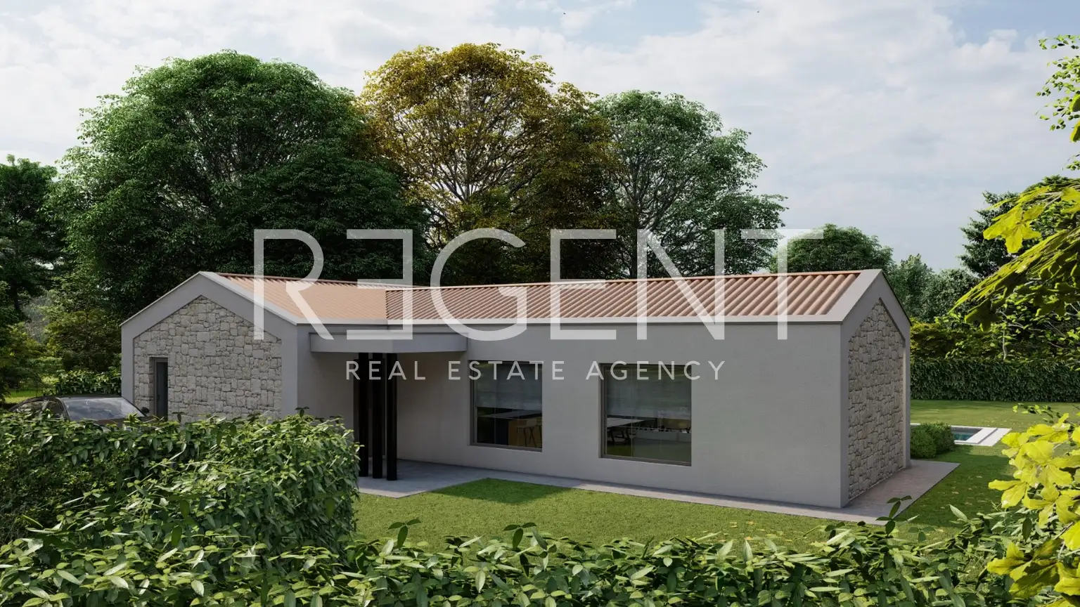 Istria, okolica - nowoczesny dom parterowy w budowie