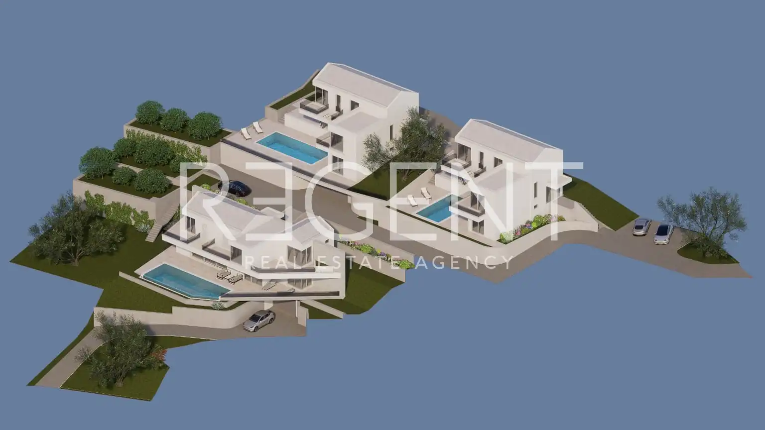 Split, Podstrana - Pozemek 3355 m2 s projektem pro tři vily