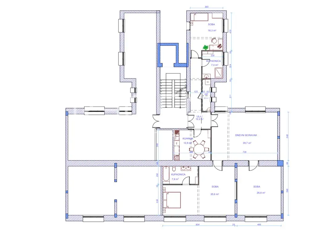 Stan 163 m², Palmotićeva — lift, potpuna obnova, 3 spavaće sobe