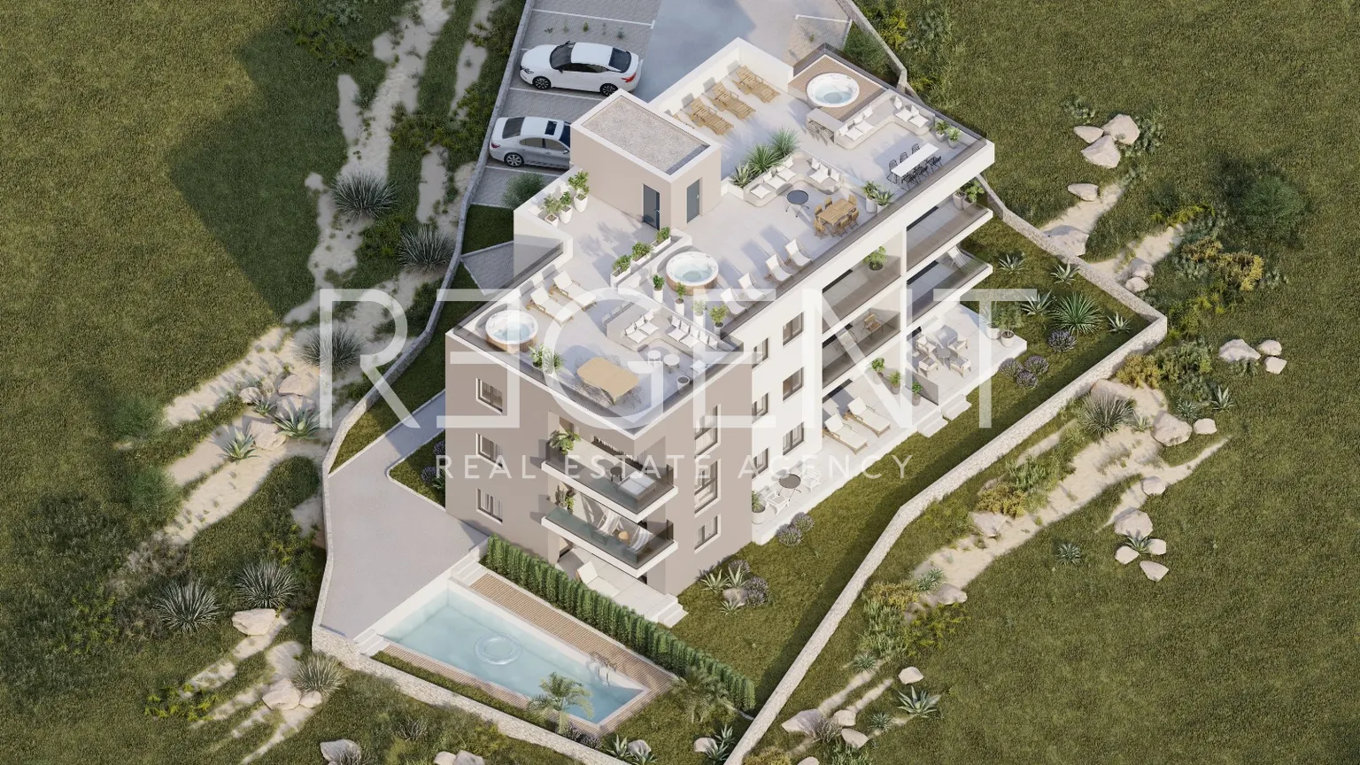 Trogir, Okrug Gornji – Dwupokojowe mieszkanie z loggią 63 m2 nowa inwestycja