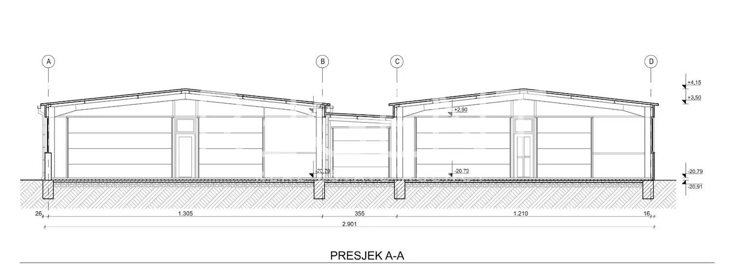 Facility 1,100 m² for rent, Buzin — office spaces, parking