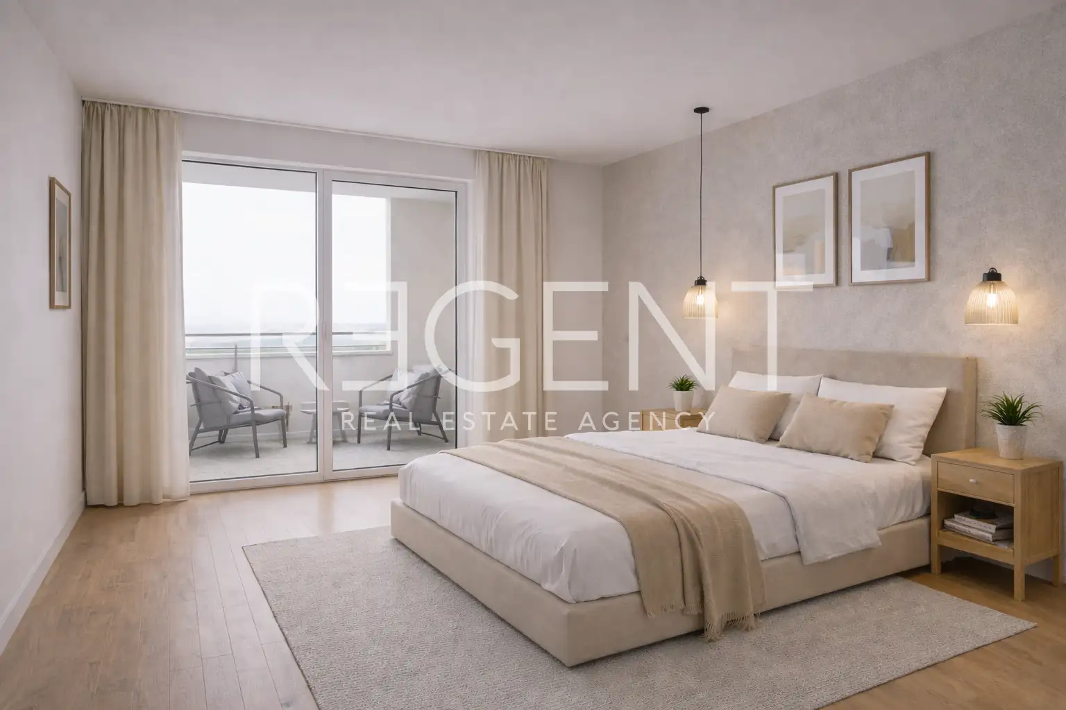 Makarska, Zelenka - dvosoban stan u novogradnji s balkonom i loggiom