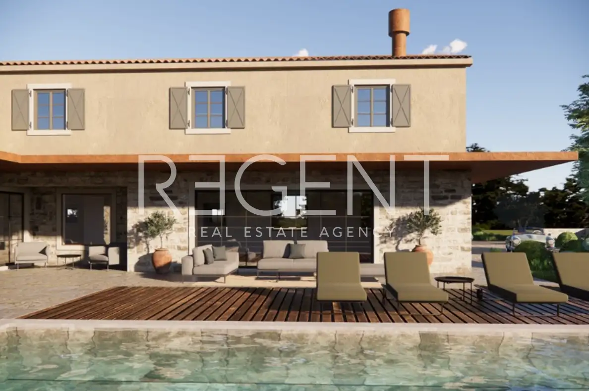 Istra, Buje - Gradbeno zemljišče s projektom in pogledom na morje