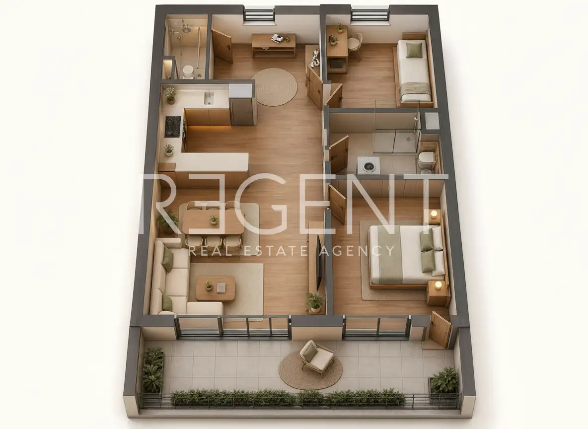 Split, Hohe Lage - Zweizimmerwohnung mit Terrasse und Loggia in einem modernen Neubau