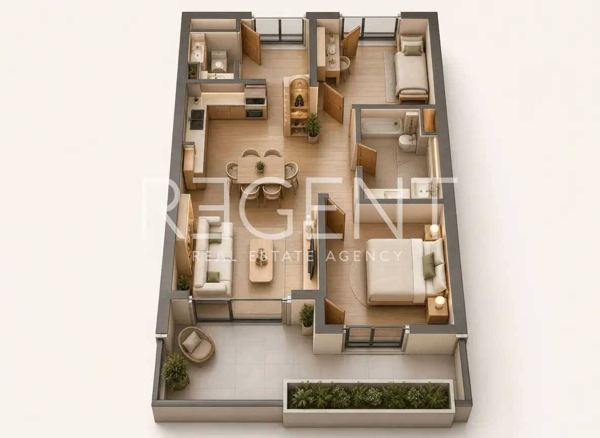 Split, Hohe Lage - Zweizimmerwohnung mit Terrasse und Loggia in einem modernen Neubau