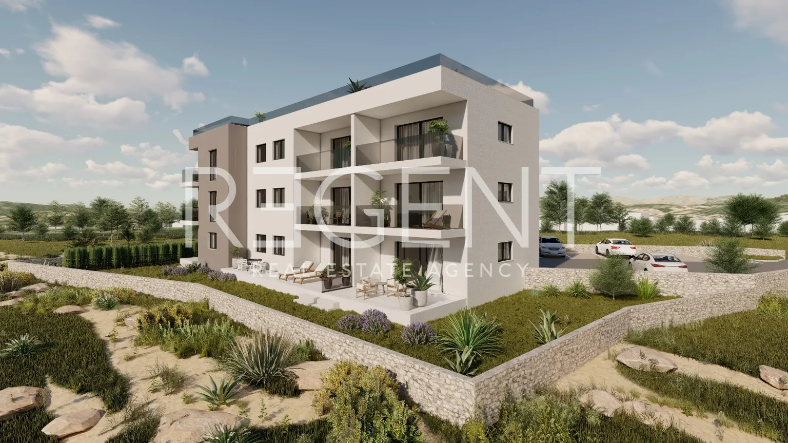 Trogir, Okrug Gornji - Dvosoban stan s loggiom 80 m2 novogradnja