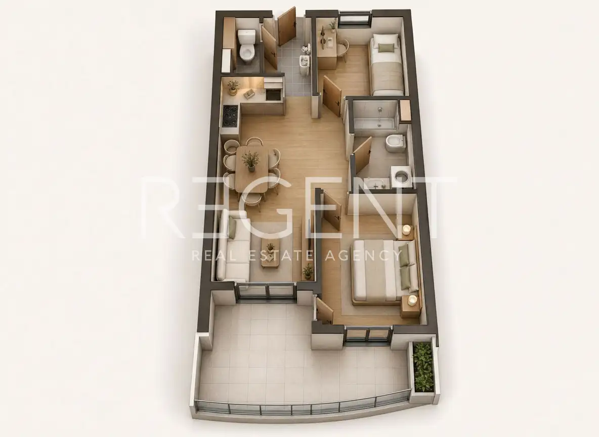 Split, Hohe Lage - Zweizimmerwohnung mit Terrasse und Loggia in einem modernen Neubau