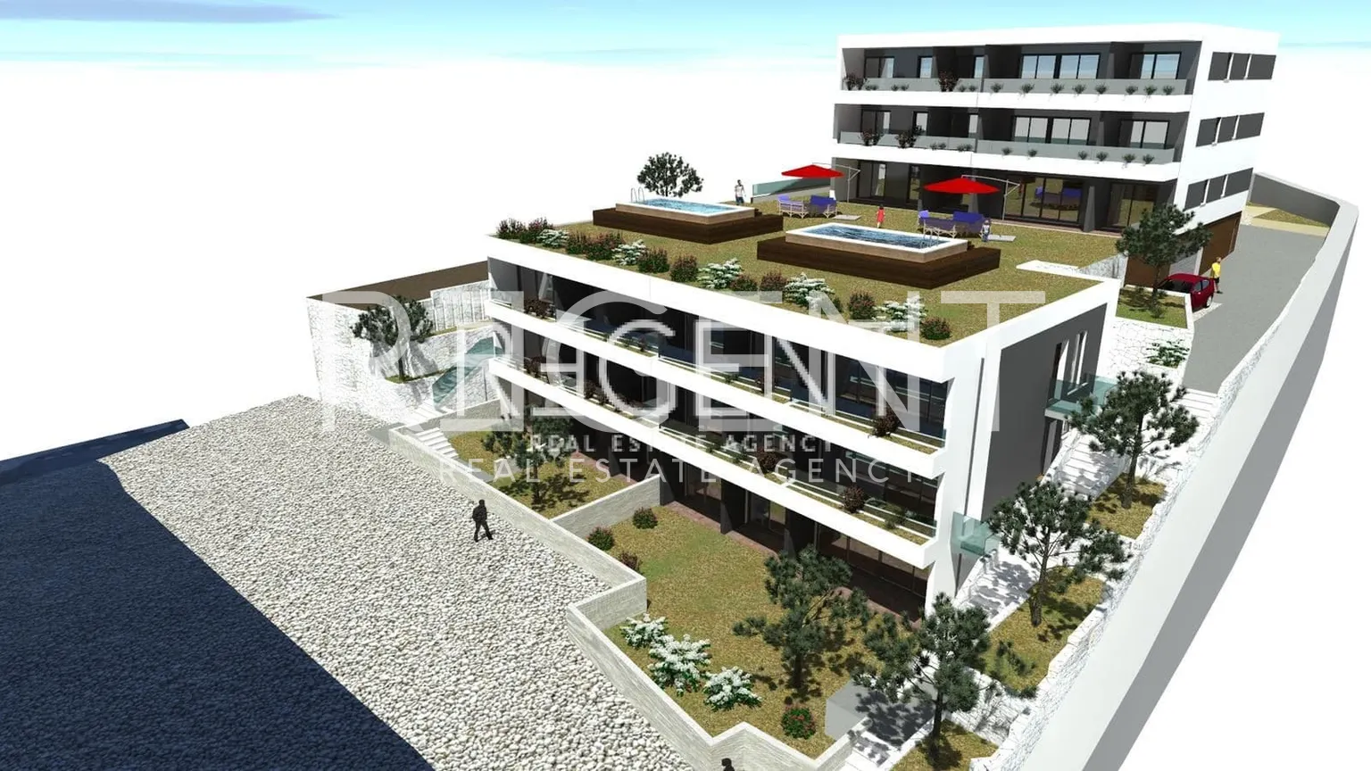Split, Podstrana - Luxusný dvojpodlažný byt prvý rad pri mori, 200 m2