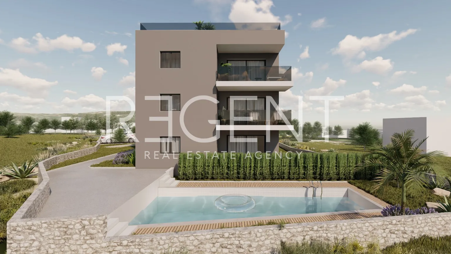 Trogir, Okrug Gornji – Dwupokojowe mieszkanie z loggią 63 m2 nowa inwestycja
