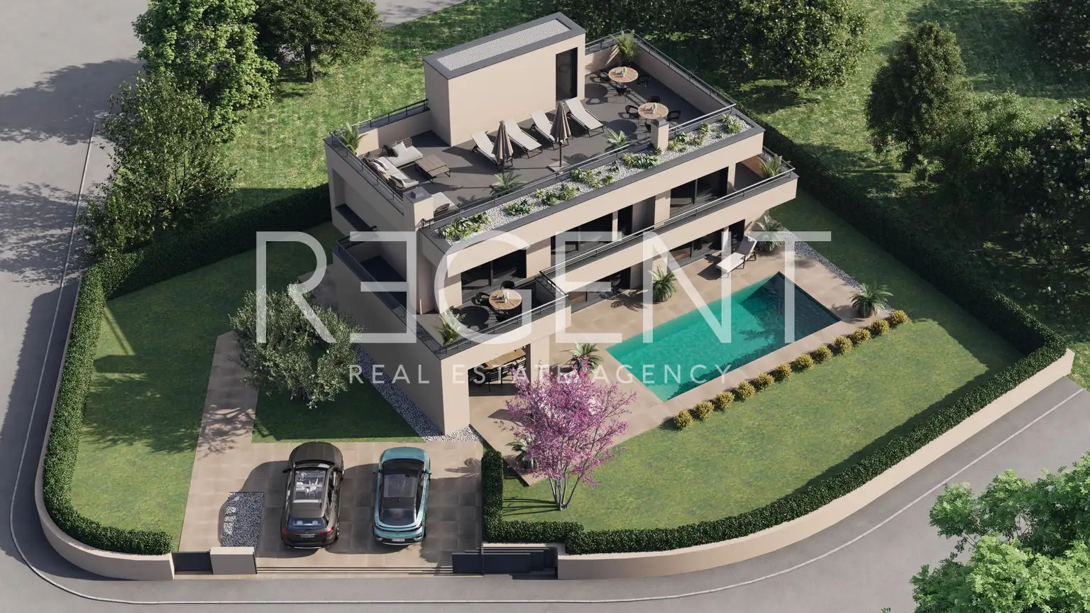 Poreč, environs – Villa moderne avec terrasse sur le toit