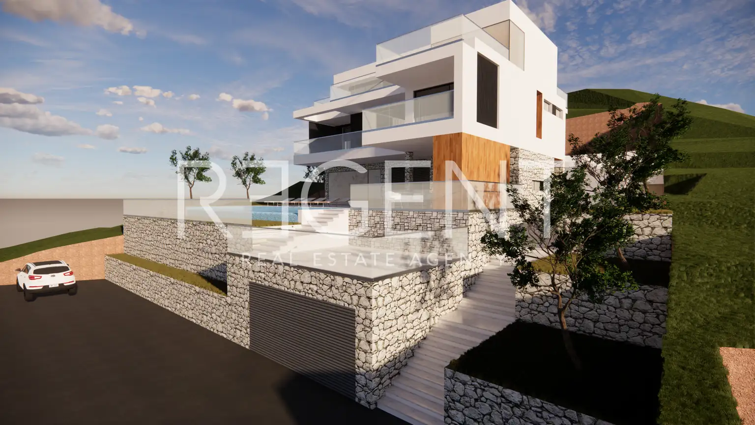 Omiš, Pisak - Građevinsko zemljište sa projektom vile