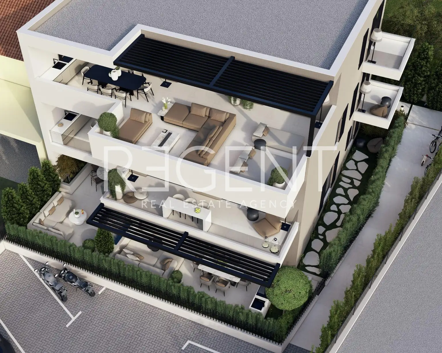 Trogir, Centar - Jednosoban stan sa terasama i privatnim vrtom