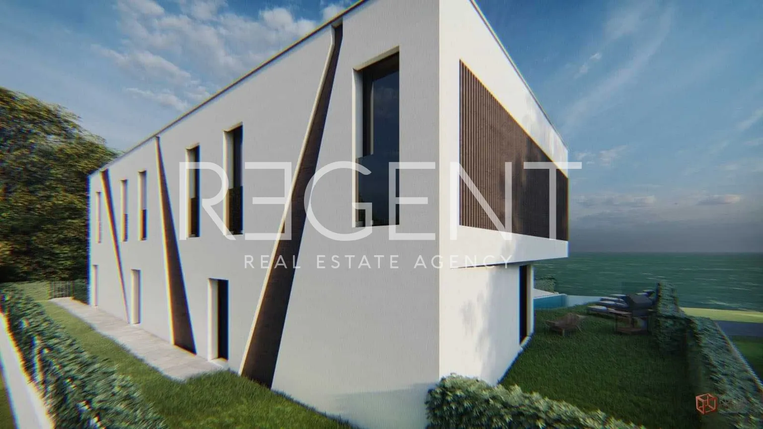 Pag, Mandre - Nowe budynki mieszkalne z trzema apartamentami z basenami.