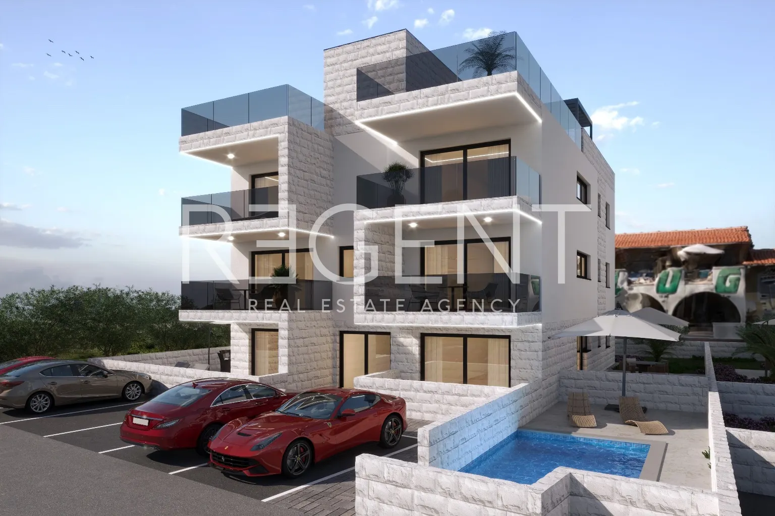 Zadar, Privlaka - Luxusné sídlisko troch obytných víl 70 m od mora