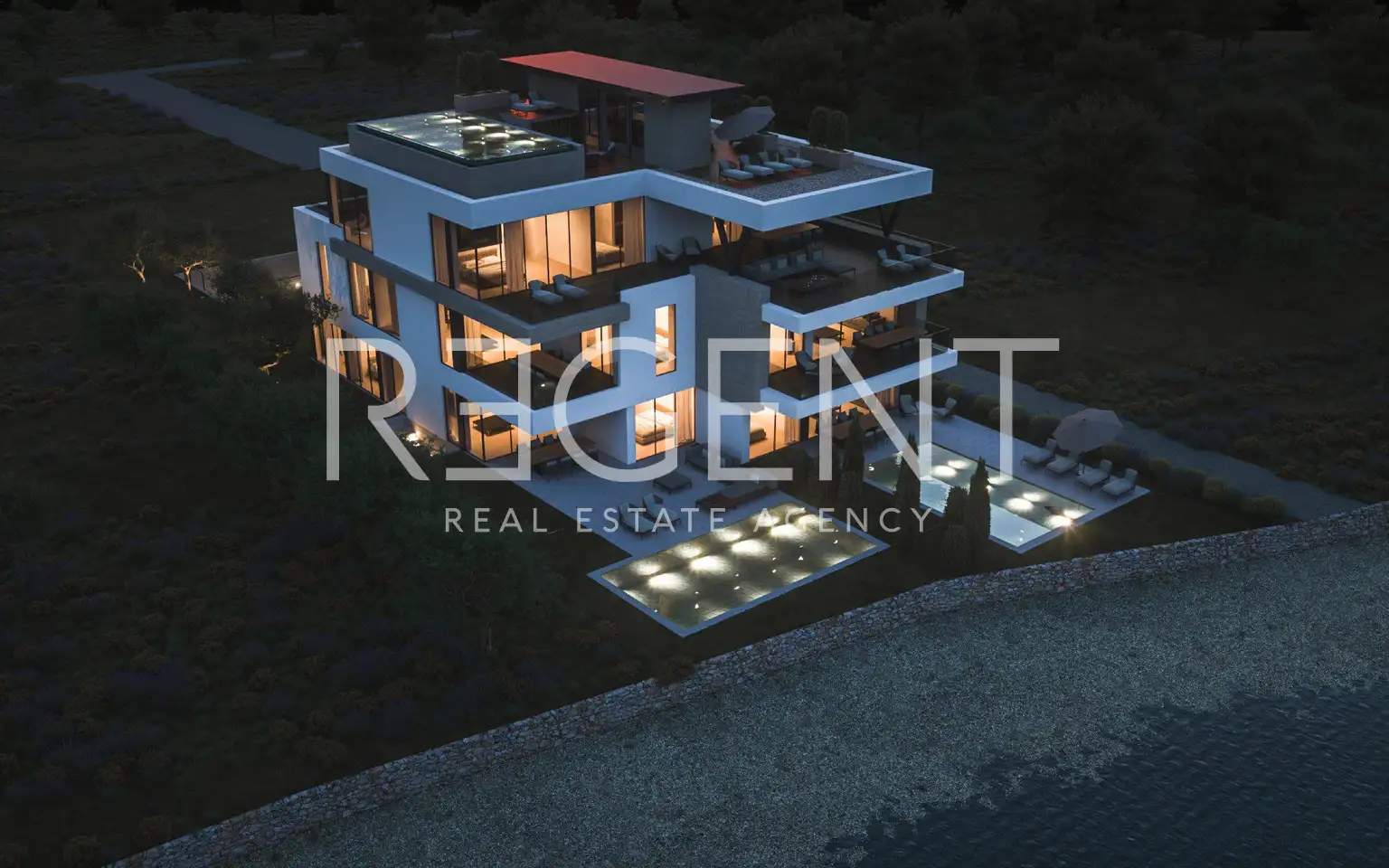 Sukošan – Luxusní moderní penthouse se střešní terasou a bazénem 193 m2