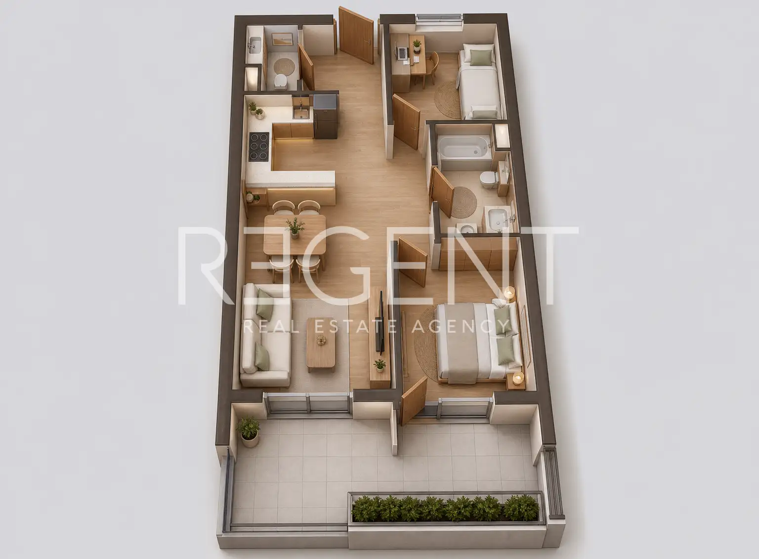 Split, Hohe Lage - Zweizimmerwohnung mit Terrasse und Loggia in einem modernen Neubau