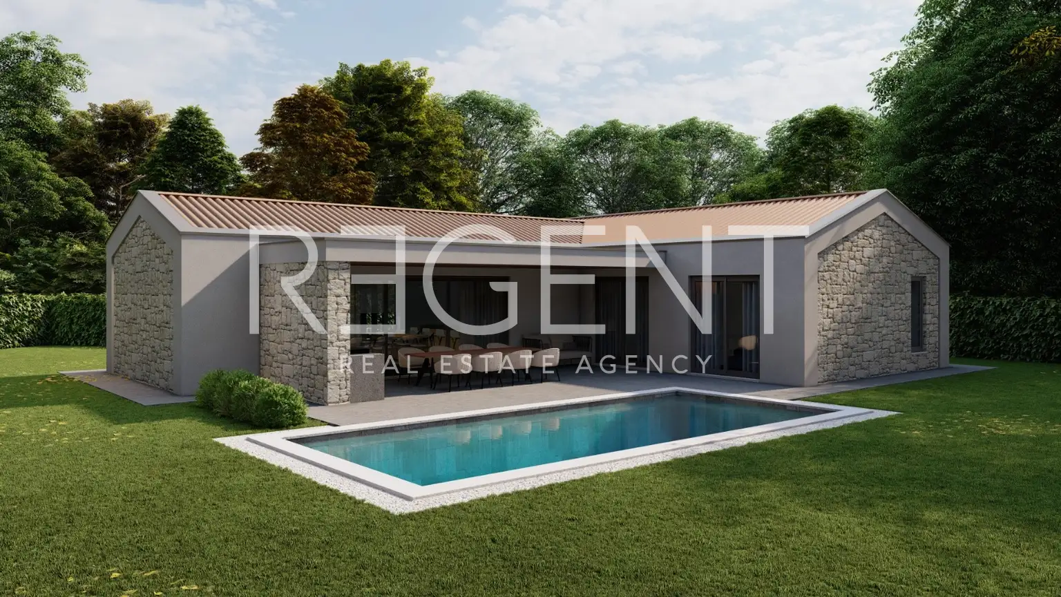 Istria, okolica - nowoczesny dom parterowy w budowie