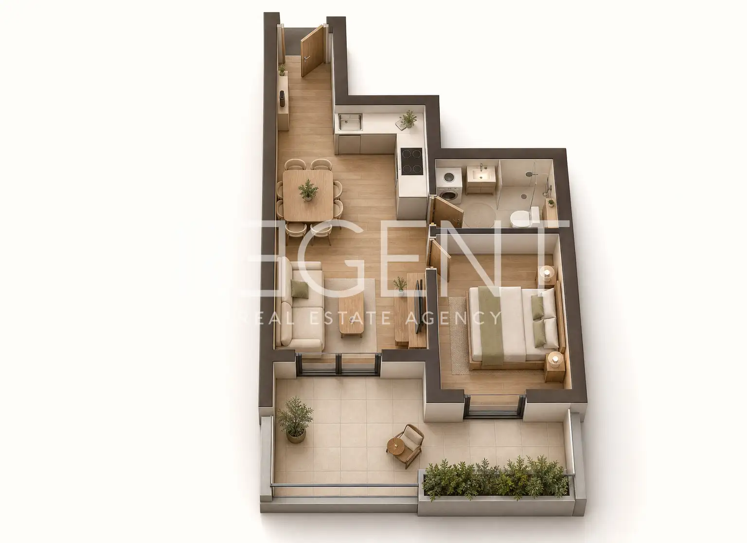 Split, Hohe Lage - Zweizimmerwohnung mit Terrasse und Loggia in einem modernen Neubau